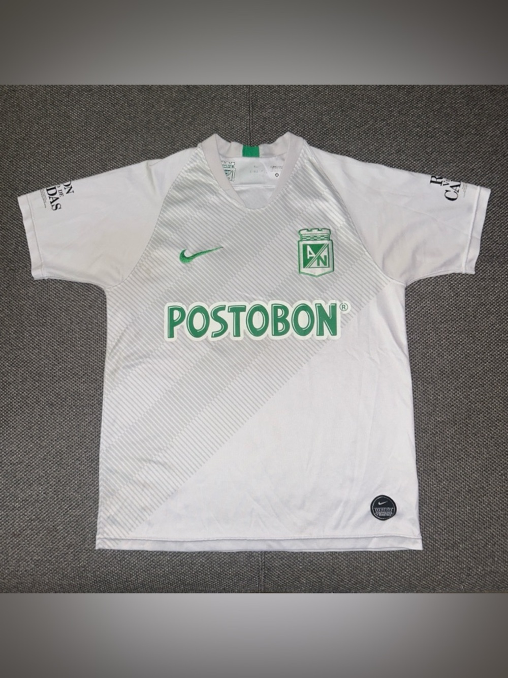 Nike White and Green Atletico Nacional Postobon Men's Soccer Jersey